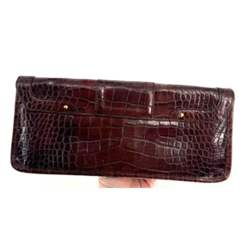 Cole Haan Clutch Elena Flap Leather Crocodile Print
